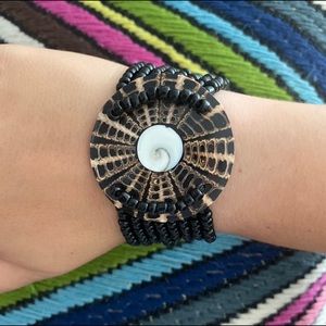 Beaded and polished shell bracelet